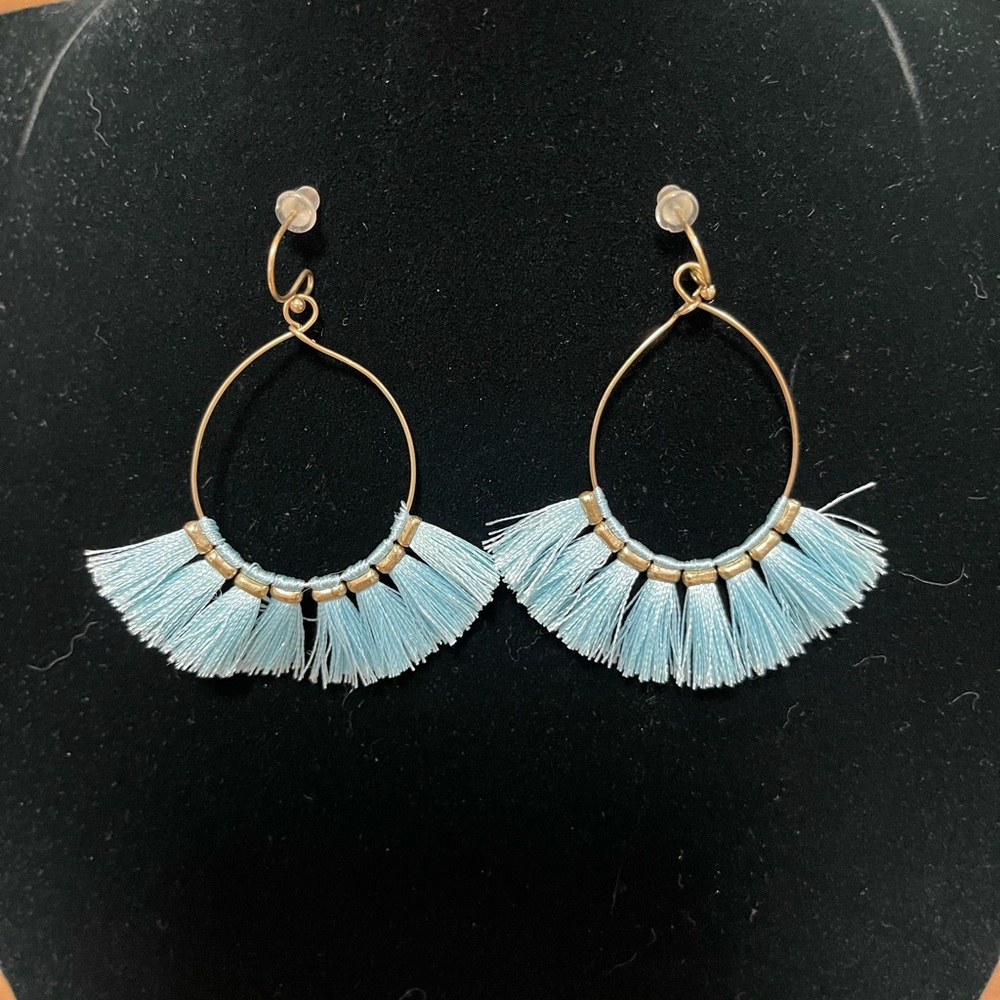 Francesca's Collections Gold and Blue Hoop Earrings